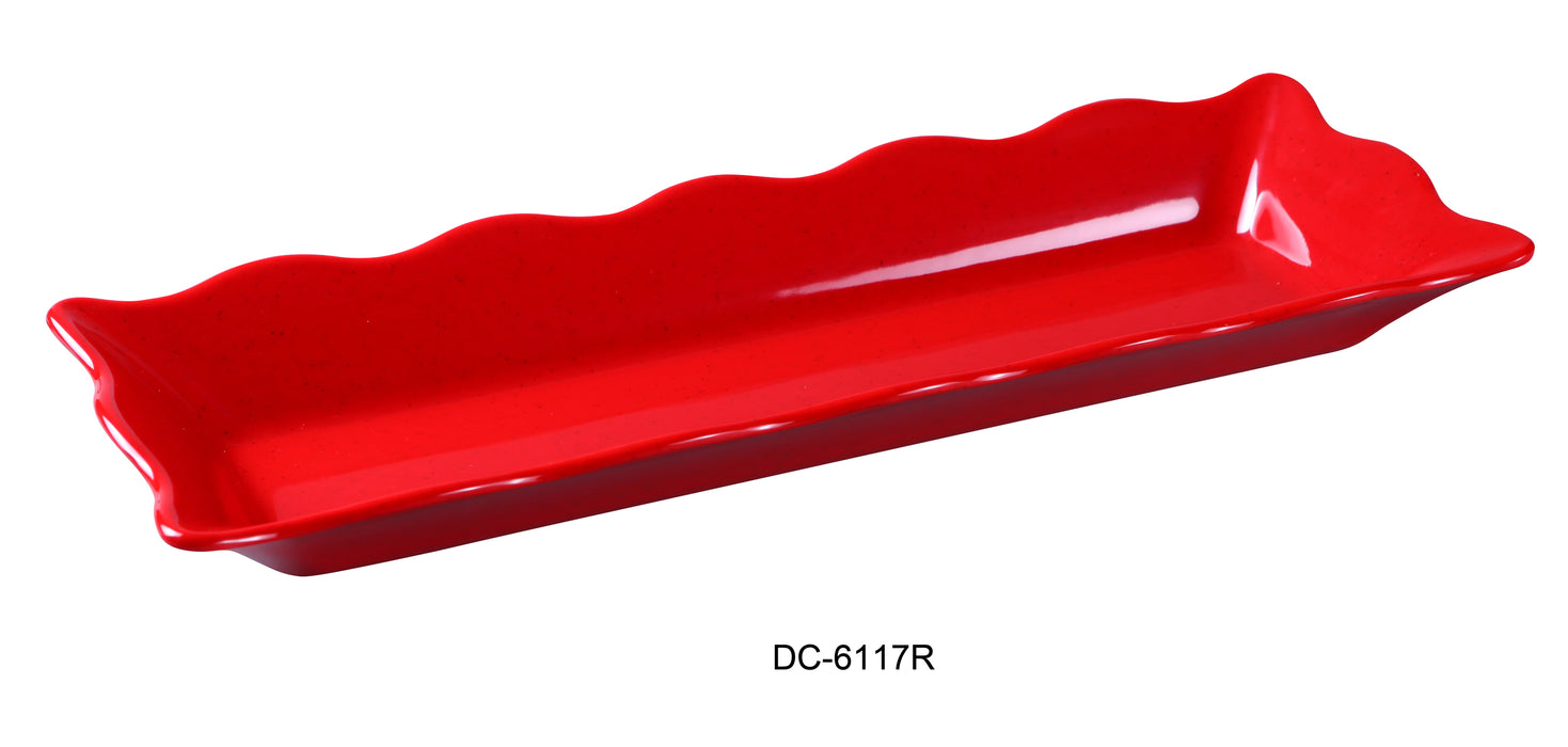 Yanco DC-6117R Deli Collection Scallop Edged Display Tray, Shape: Rectangular, Color: Red, Material: Melamine, Pack of 6