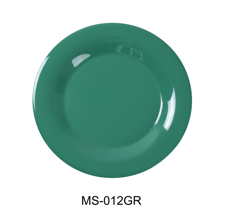 Yanco MS-012GR Mile Stone Wide Rim Round Plate, Shape: Round, Color: Green, Material: Melamine, Pack of 12