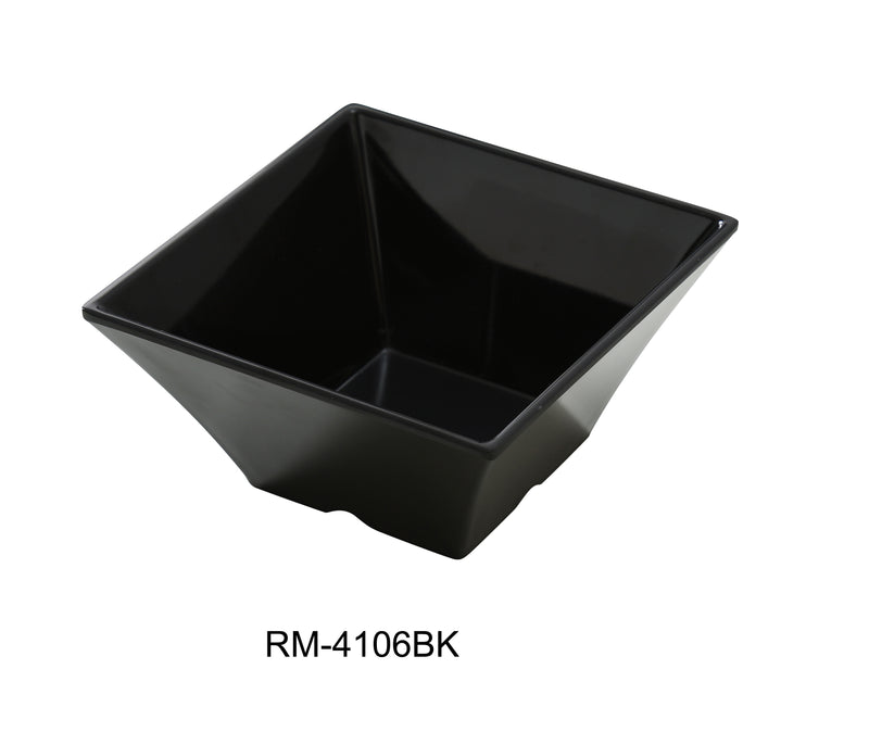 Yanco Rome RM-4106BK 6" Square Bowl, Melamine, 26 Oz, Pack of 24 (2 Dz)