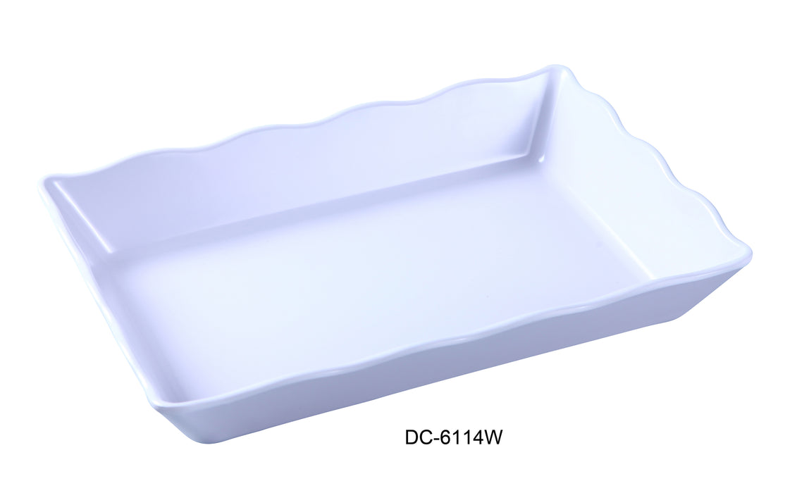 Yanco DC-6114W Deli Collection Scallop Edged Display Tray, Shape: Rectangular, Color: White, Material: Melamine, Pack of 6