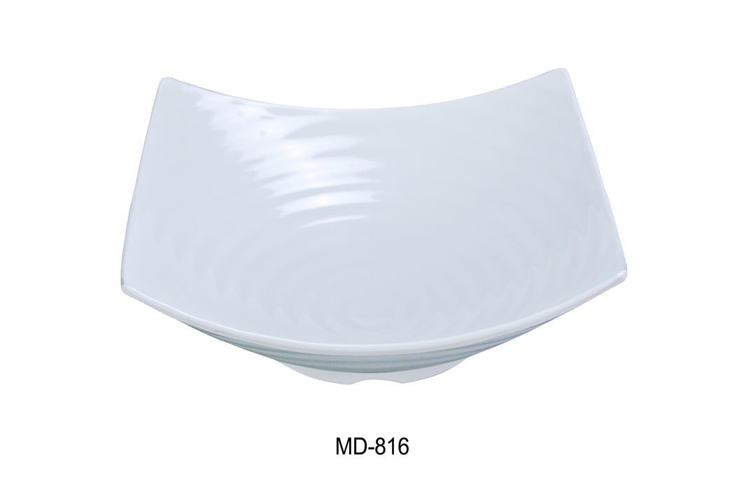 Yanco MD-816 Milando 16" Square Bowl, Shape: Square, Color: White, Material: Melamine, Pack of 12