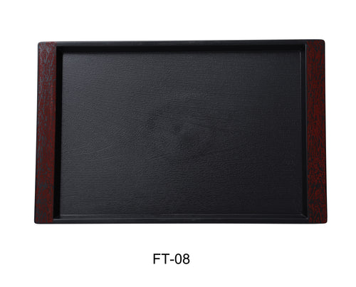 Yanco FT-08 Serving Trays 15" X 10" SERVING TRAY WITH COLOR HANDLE, Shape: Rectangular, Color: Black and Red, Material: Plastic, Pack of 24