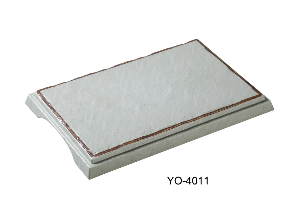 Yanco YO-4011 Yoto 11" X 7 1/4" X 7/8" Rectangular Display Plate With Foot, Melamine, Pack of 12 (1 Dz)