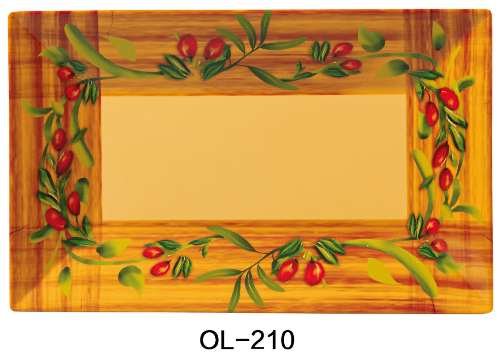 Yanco Olive OL-210 Rectangular Plate, Melamine, Pack of 24 (2 Dz)