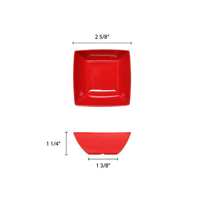 Thunder Group Melamine Asian 2 1/2 OZ, 2 5/8 SQUARE BOWL, 1 3/8 DEEP, PURE RED, 1 doz