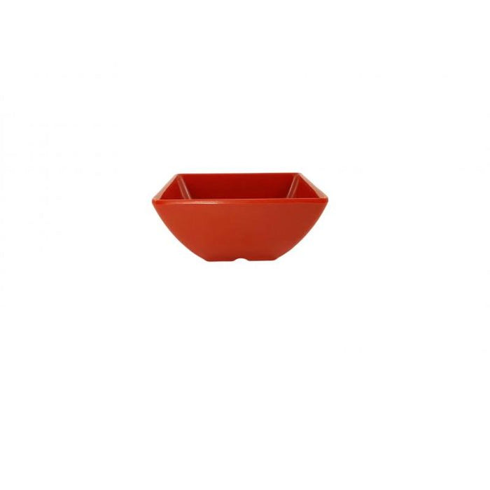 Thunder Group Melamine Asian 8 OZ,  3 7/8 SQUARE BOWL, 1 3/4 DEEP, PURE RED, 1 doz