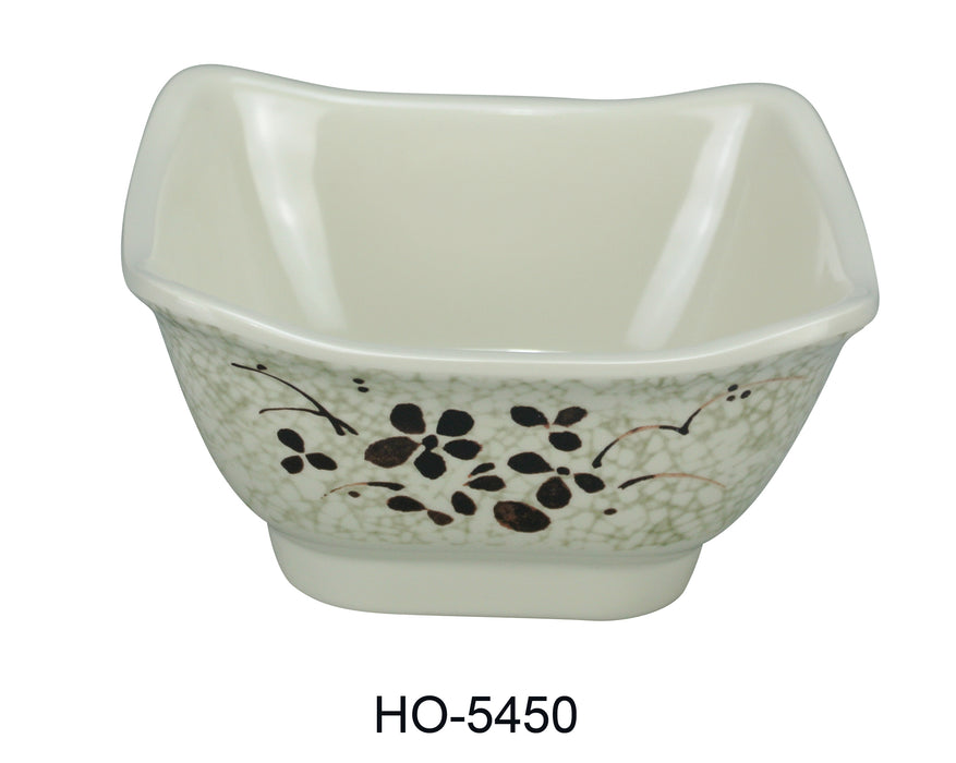 Yanco HO-5450 Honda Bowl, Shape: Square, Color: Three-Tone Green, Brown, Beige, Material: Melamine, Pack of 48