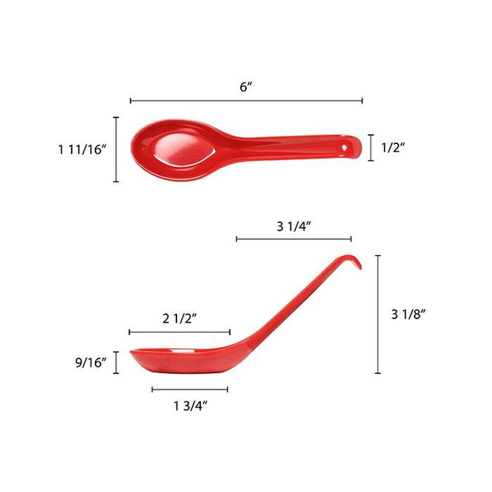 Thunder Group Melamine Asian 0.6 OZ, 6 X 1 3/4 SOUP SPOON, PURE RED, 5 doz