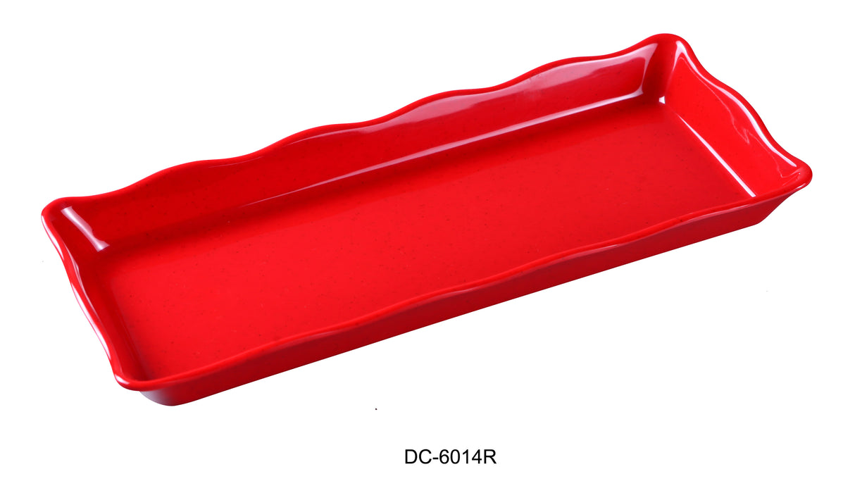 Yanco DC-6014R Deli Collection Scallop Edged Display Tray, Shape: Rectangular, Color: Red, Material: Melamine, Pack of 6