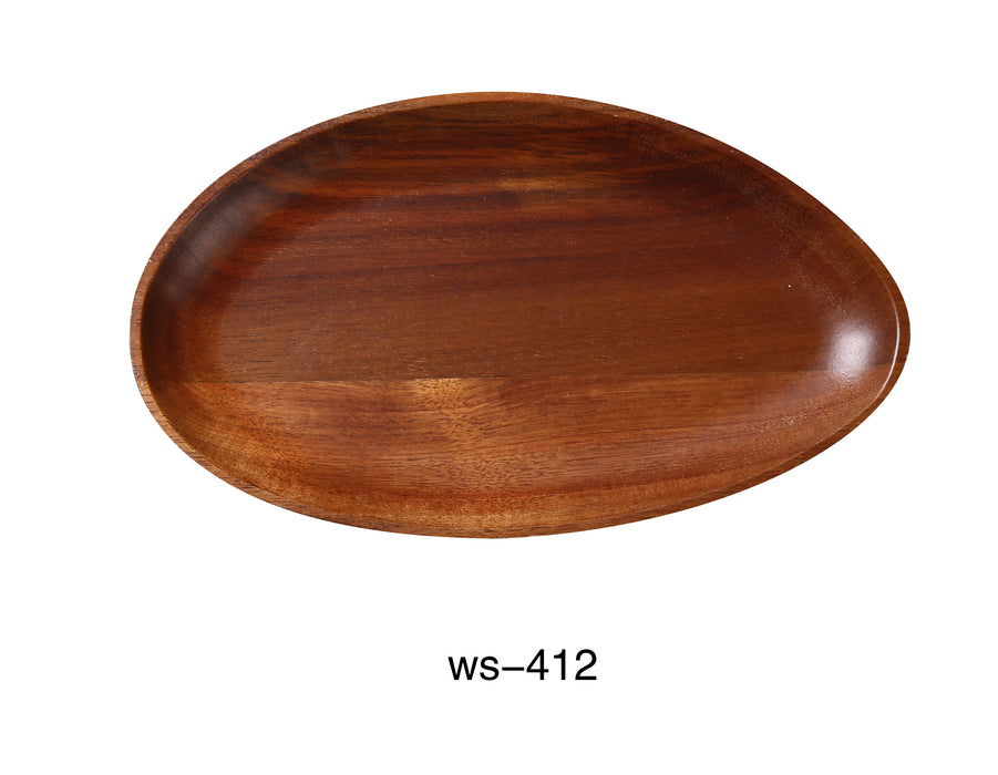 Yanco WS-412  12" X 7" X 1" OVAL ACACIA TRAY, Shape: Oval, Color: Tan, Material: Wood, Pack of 12