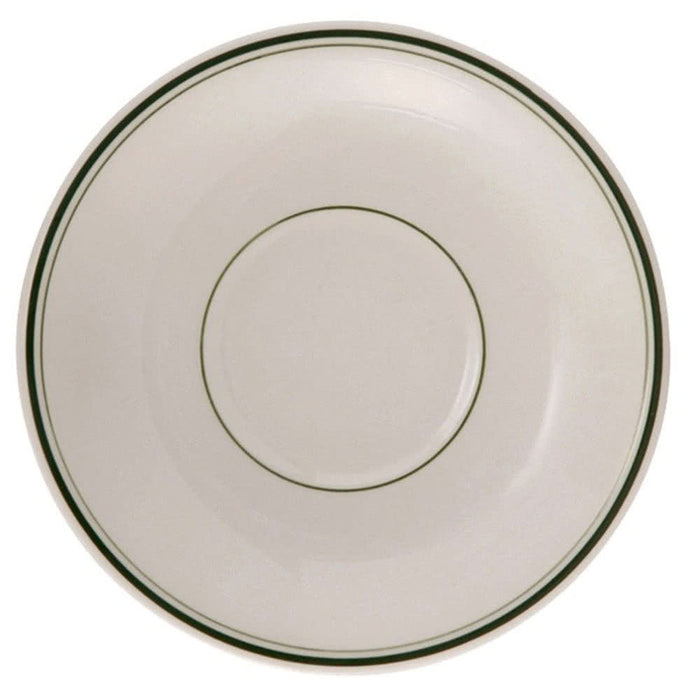 Yanco GB-2 Green Band Saucer, Shape: Round, Color: White and Green, Material: China, Pack of 36