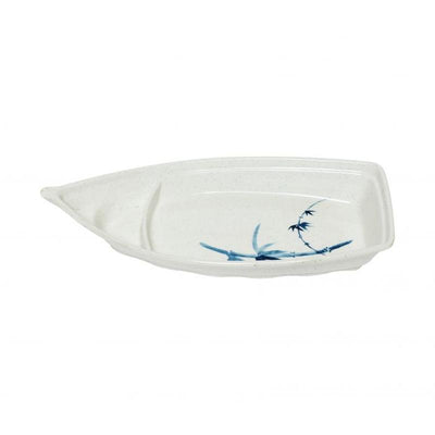 Thunder Group Melamine Asian 13 OZ, 9 1/2" X 4 1/2" SUSHI BOAT (S), BLUE BAMBOO,1 doz
