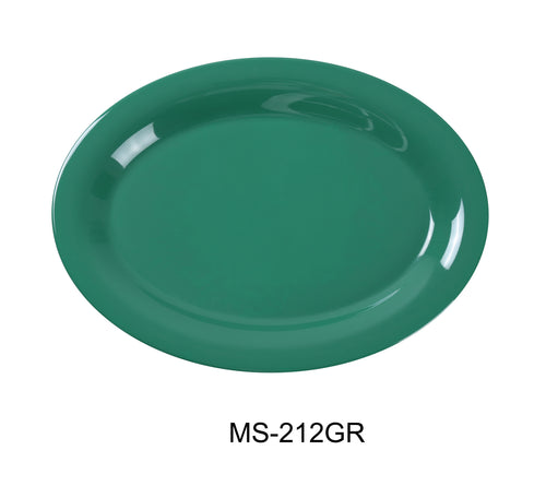 Yanco MS-212GR Mile Stone Oval Platter, Shape: Oval, Color: Green, Material: Melamine, Pack of 12