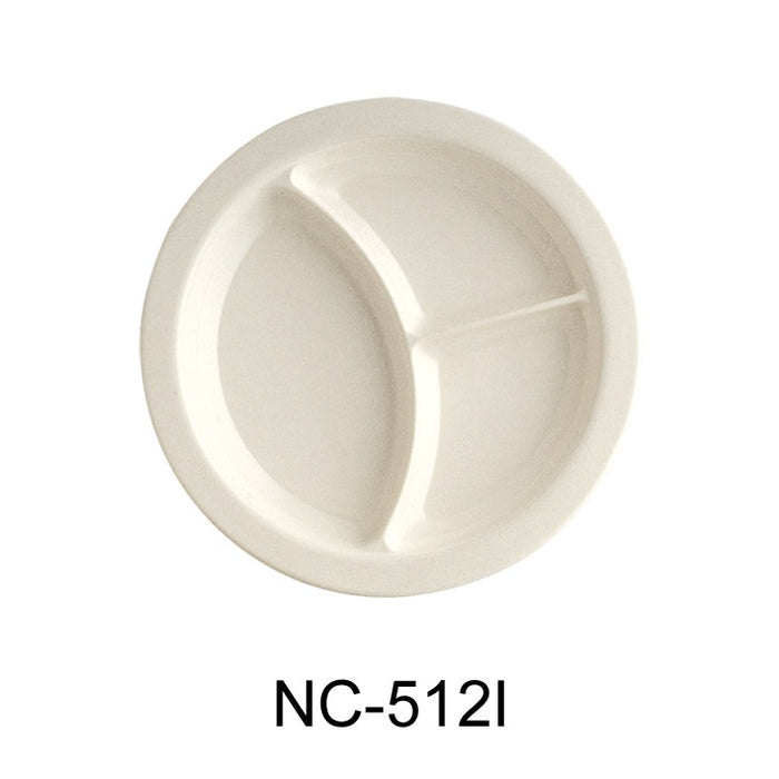 Yanco NC-512I Compartment Collection 3-Compartment Plate with Deep Beveled Foot, Melamine, Pack of 24 (2 Dz)