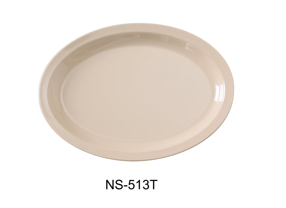 Yanco NS-513T Nessico Oval Platter with Narrow Rim, Shape: Oval, Color: Tan, Material: Melamine, Pack of 12