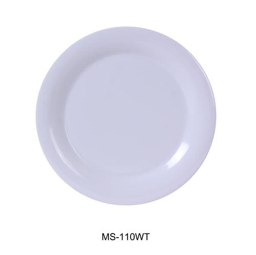 Yanco MS-110WT Mile Stone Narrow Rim Round Plate, Shape: Round, Color: White, Material: Melamine, Pack of 24