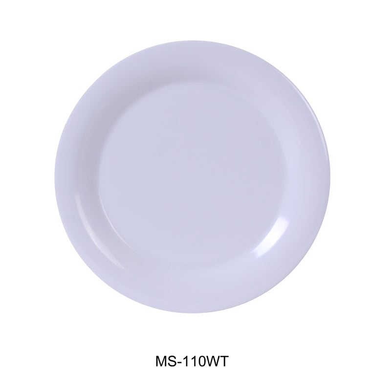 Yanco MS-110WT Mile Stone Narrow Rim Round Plate, Shape: Round, Color: White, Material: Melamine, Pack of 24