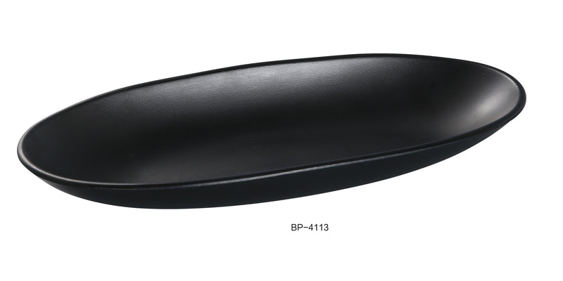 Yanco BP-4113 Black Pearl-2 Deep Plate, Shape: Oval, Color: Black, Material: Melamine, Pack of 12