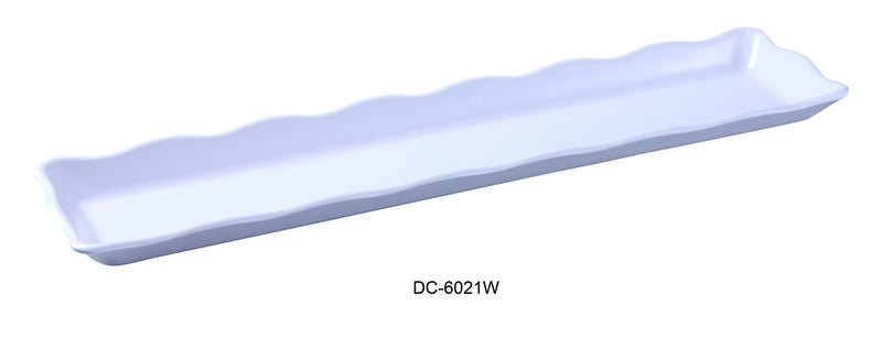 Yanco DC-6021W Deli Collection Scallop Edged Display Tray, Shape: Rectangular, Color: White, Material: Melamine, Pack of 12