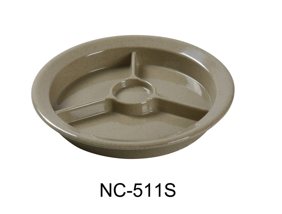 Yanco NC-511S Compartment Collection 3-Compartment Plate with Cup Holder, Melamine, Pack of 24 (2 Dz)