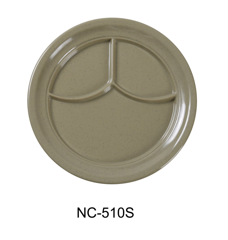 Yanco NC-510S Compartment Collection 3-Compartment Plate, Melamine, Pack of 24 (2 Dz)