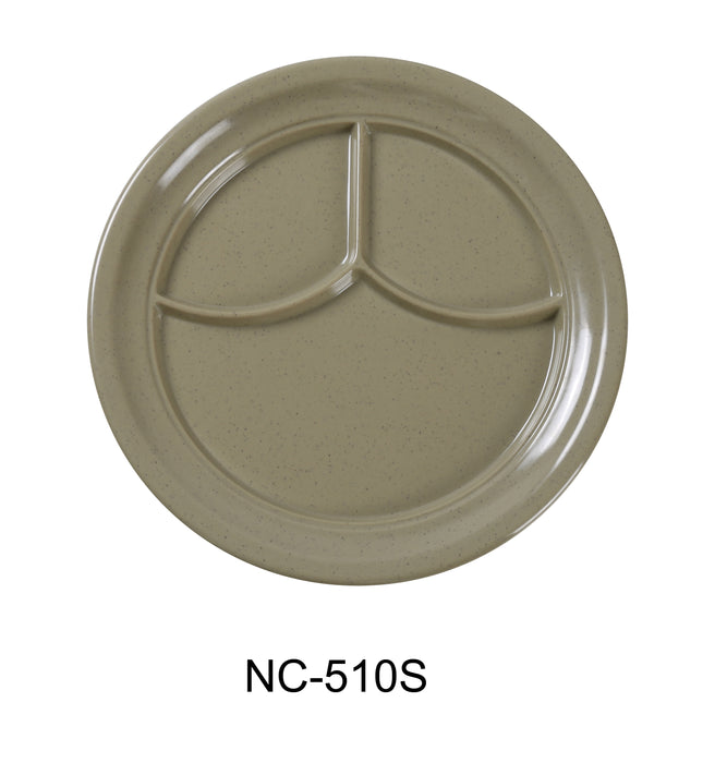 Yanco NC-510S Compartment Collection 3-Compartment Plate, Melamine, Pack of 24 (2 Dz)