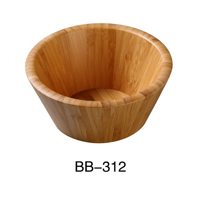 Yanco BB-312  12" X 4 1/4" SALAD BOWL 4.5 QT, Shape: Round, Color: Tan, Material: Bamboo, Pack of 6