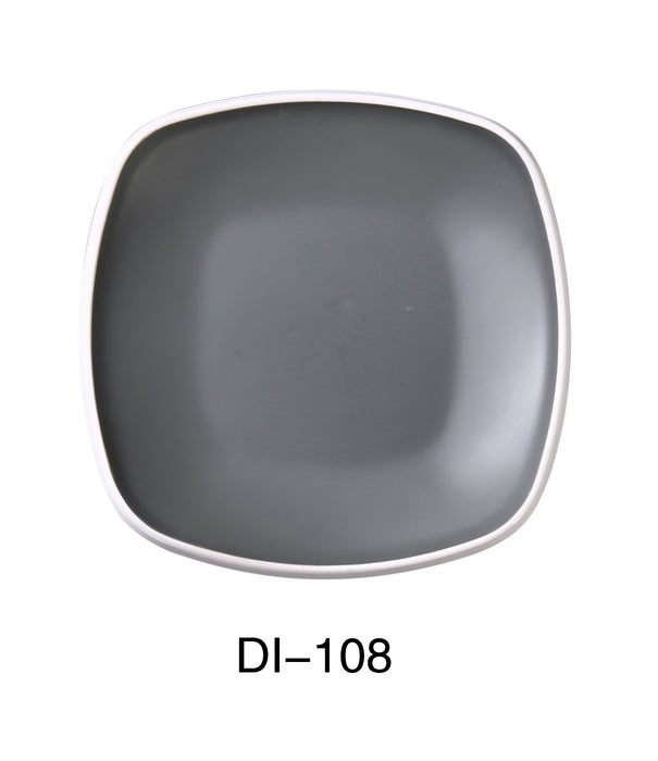 Yanco DI-108 Discover 8" X 1 1/4"H SQUARE PLATE, Shape: Square, Color: White and Gray, Material: Melamine, Pack of 48