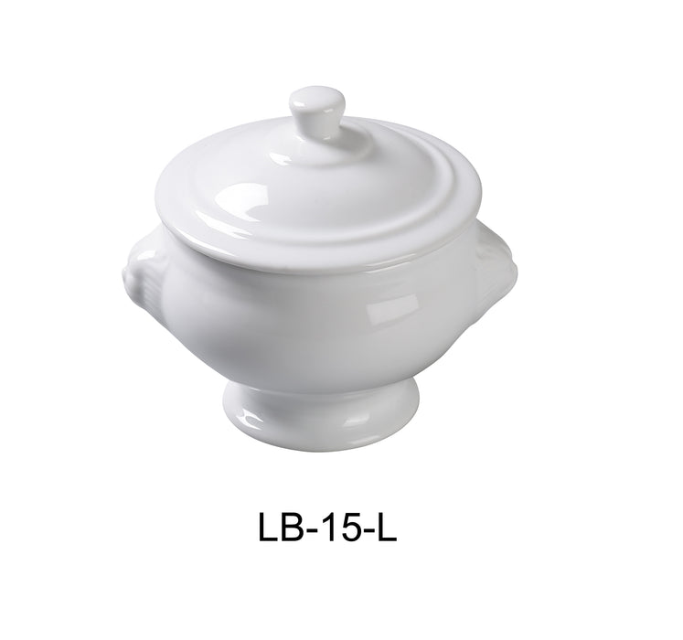 Yanco LB-15-L Accessories LION BOUILLON WITH LID 15 OZ, , Color: White, Material: China, Pack of 24