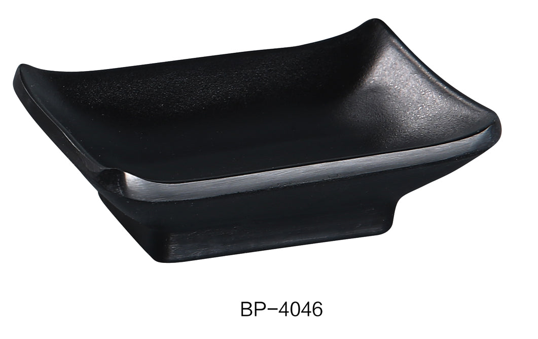Yanco BP-4046 Black Pearl-2 Square Sauce Dish, Shape: Rectangular, Color: Black, Material: Melamine, Pack of 72