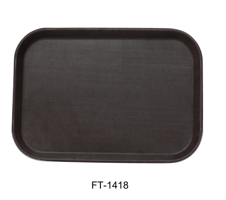 Yanco FT-1418 Serving Trays 18" X 14" SERVING TRAY FIBER GLASS BROWN, Shape: Rectangular, Color: Brown, Material: Plastic, Pack of 12