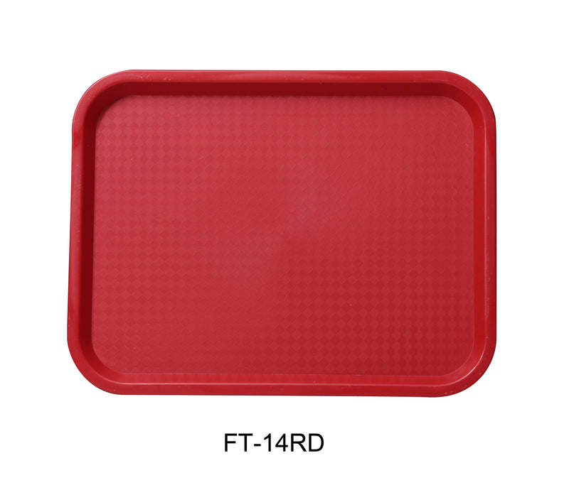 Yanco FT-14RD Serving Trays 14" X 10" FAST FOOD TRAY RED, Shape: Rectangular, Color: Red, Material: Plastic, Pack of 24