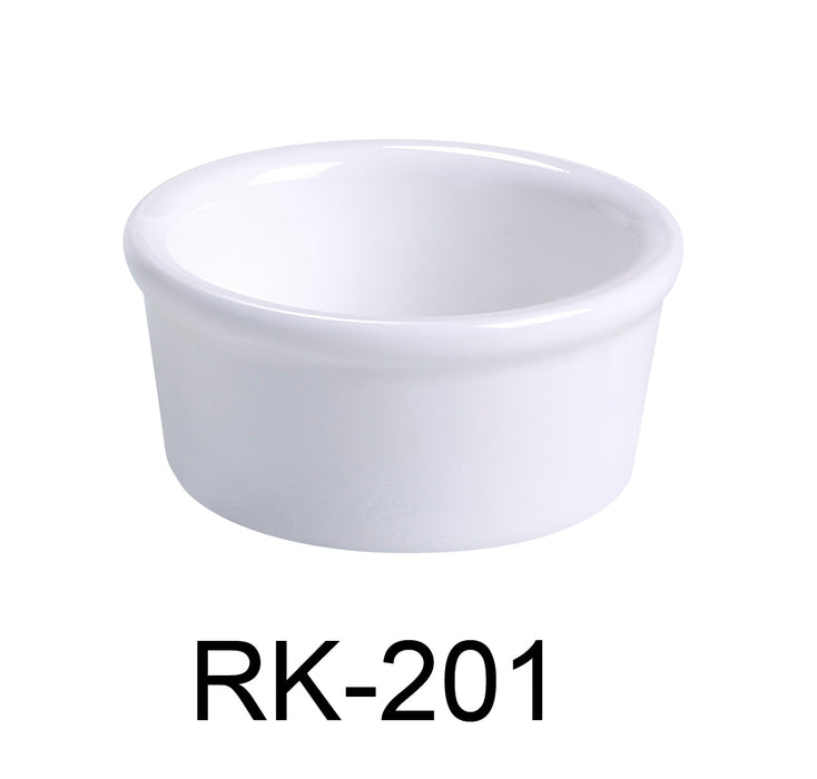 Yanco RK-201 Accessories 2 1/4" X 1" RAMEKIN 1 OZ, Shape: Round, Color: White, Material: China, Pack of 72