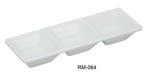 Yanco Rome RM-064 3-Compartment Dessert Dish, Melamine, Pack of 48 (4 Dz)