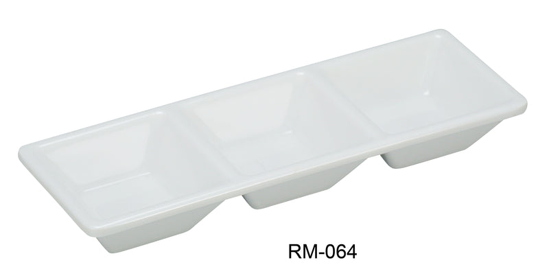 Yanco Rome RM-064 3-Compartment Dessert Dish, Melamine, Pack of 48 (4 Dz)