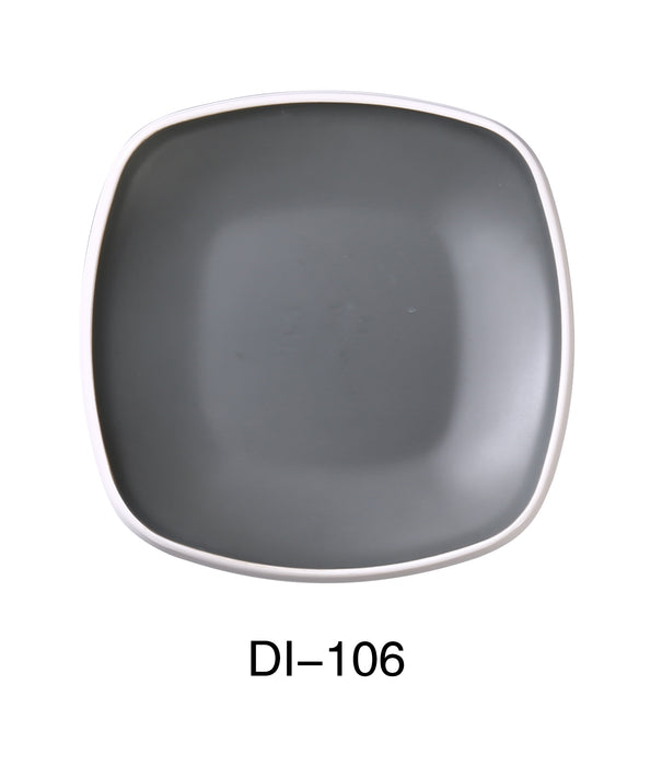 Yanco DI-106 Discover 6" X 1" H SQUARE PLATE, Shape: Square, Color: White and Gray, Material: Melamine, Pack of 48