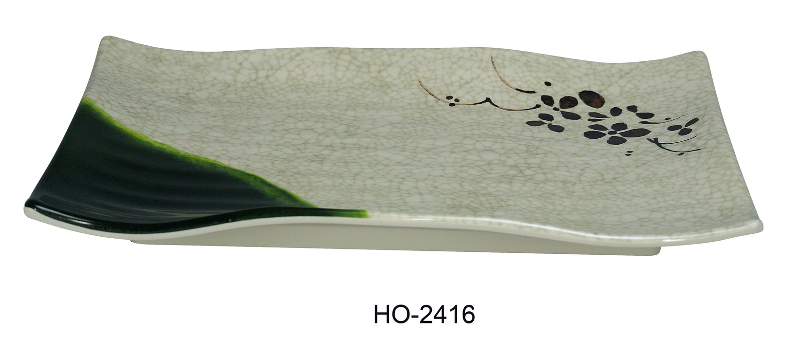 Yanco HO-2416 Honda Ripple Plate, Shape: Rectangular, Color: Three-Tone Green, Brown, Beige, Material: Melamine, Pack of 12
