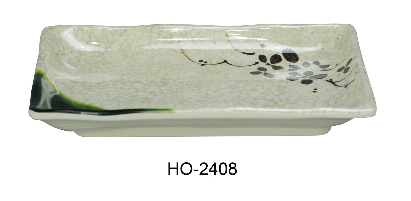 Yanco HO-2408 Honda Rectangular Plate, Shape: Rectangular, Color: Three-Tone Green, Brown, Beige, Material: Melamine, Pack of 48