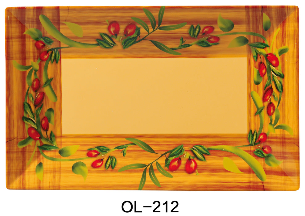 Yanco Olive OL-212 Rectangular Plate, Melamine, Pack of 24 (2 Dz)