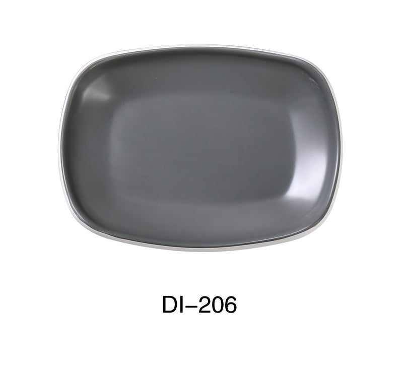 Yanco DI-206 Discover 6" X 1 1/8"H RECTANGULAR PLATE, Shape: Rectangular, Color: White and Gray, Material: Melamine, Pack of 48