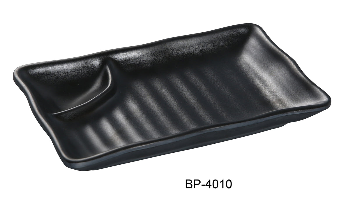 Yanco BP-4010 Black Pearl-2 New Compartment Plate, Shape: Rectangular, Color: Black, Material: Melamine, Pack of 24