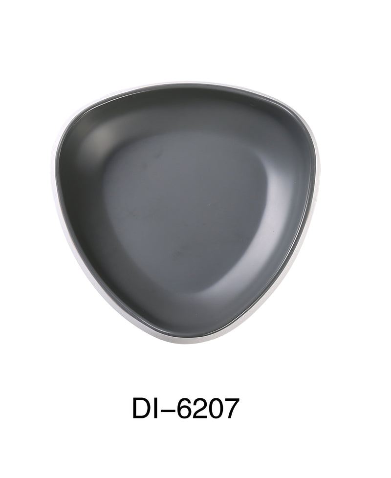 Yanco DI-6207 Discover 7" X 2"H TRIANGLE BOWL 14 OZ, Shape: Triangular, Color: White and Gray, Material: Melamine, Pack of 24