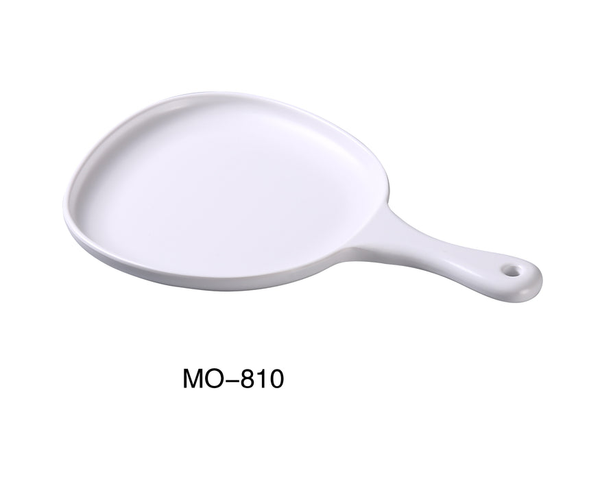Yanco MO-810 Moderne 12" X 8" X 1" PAN PLATE WITH HANDLE, , Color: White, Material: Melamine, Pack of 12