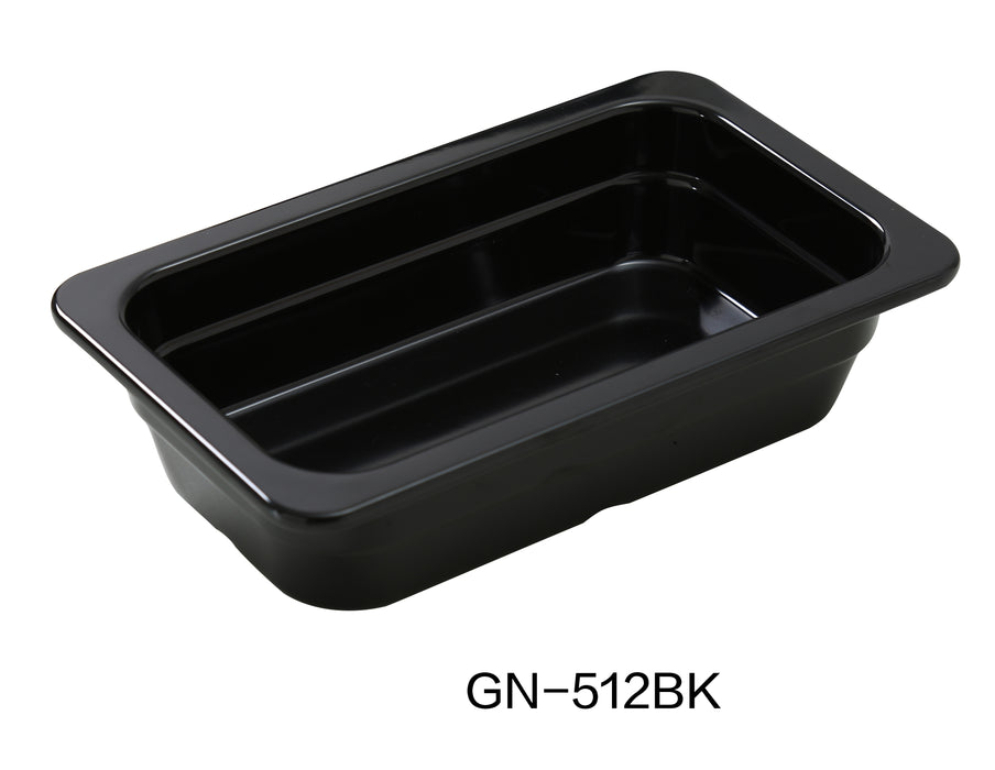 Yanco GN-512BK GN PAN 12.75" X 7" X 2.5" PAN, Shape: Rectangular, Color: Black, Material: Melamine, Pack of 6