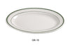 Yanco GB-19 Green Band Platter, Shape: Oval, Color: White and Green, Material: China, Pack of 12