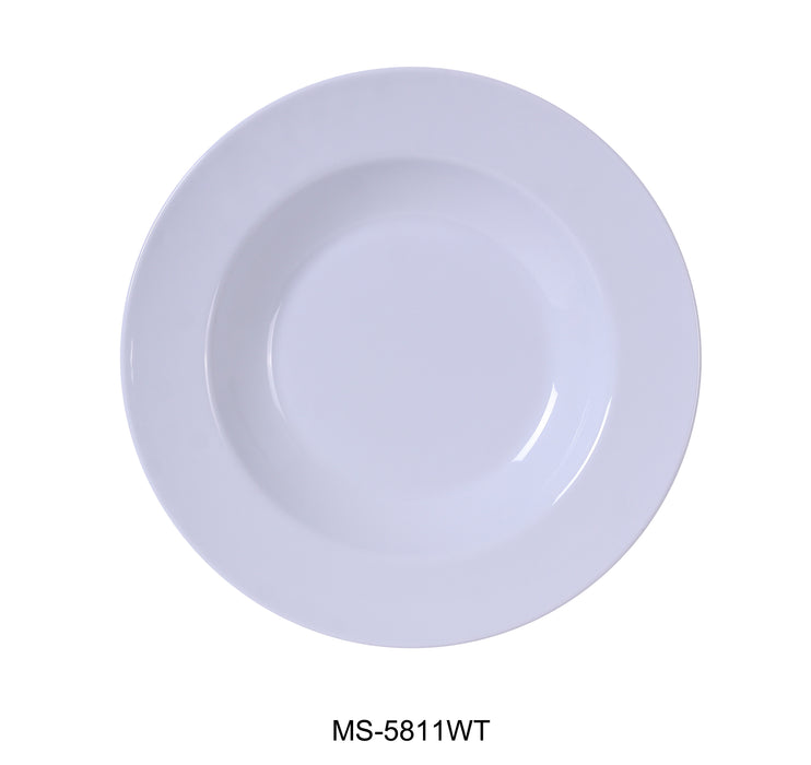 Yanco MS-5811WT Mile Stone Pasta Bowl, Shape: Round, Color: White, Material: Melamine, Pack of 24