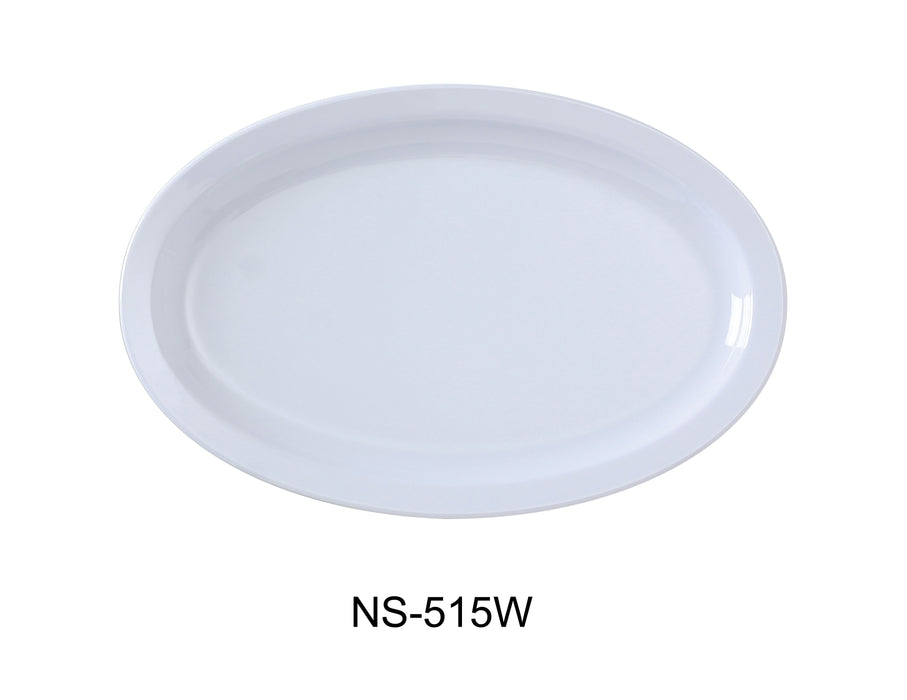 Yanco NS-515W Nessico Oval Platter with Narrow Rim, Shape: Oval, Color: White, Material: Melamine, Pack of 12