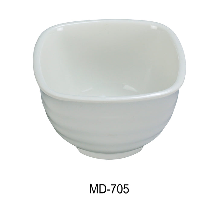 Yanco MD-705 Milando 5" Square Bowl, Shape: Square, Color: White, Material: Melamine, Pack of 48