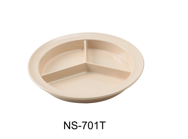 Yanco NS-701T Nessico Deep Compartment Plate, Shape: Round, Color: Tan, Material: Melamine, Pack of 24