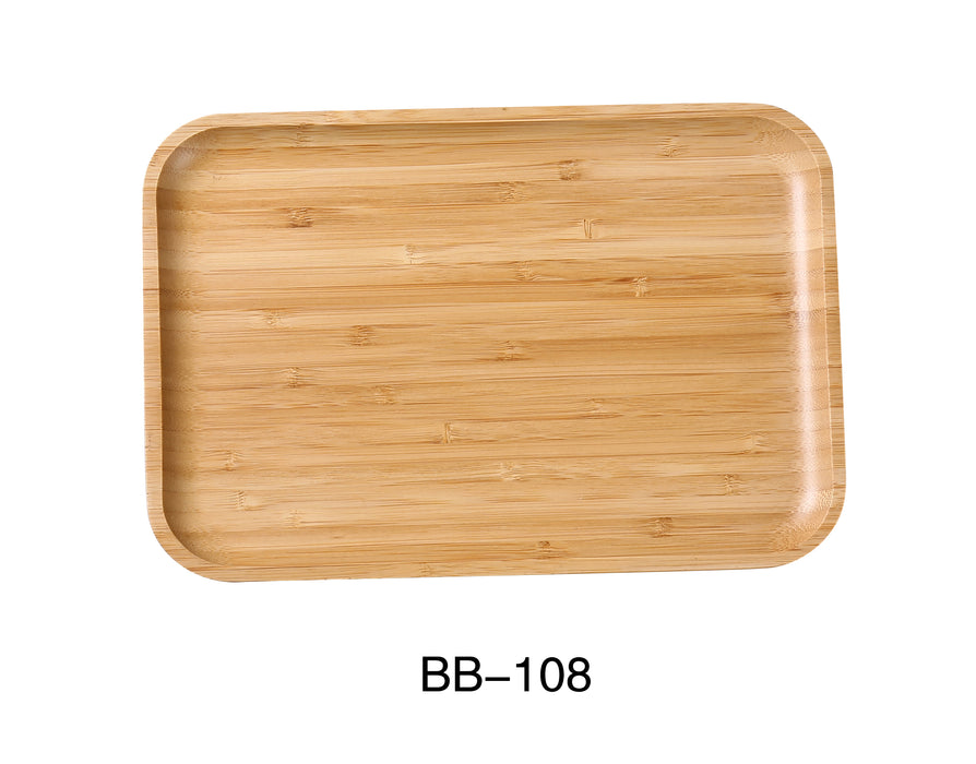 Yanco BB-108  8 1/4" X 5 1/2" X 3/4" RECTANGULAR TRAY, Shape: Rectangular, Color: Tan, Material: Bamboo, Pack of 24